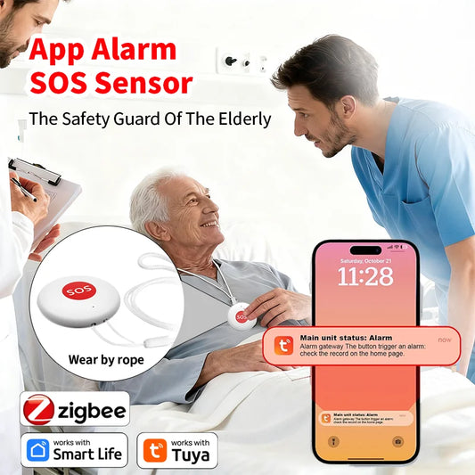 SOS Panic Call Button One Key Emergency Alarm for Zigbee Patient Kids Elderly Quick Rescue App Reminder Tuya Gateway Option