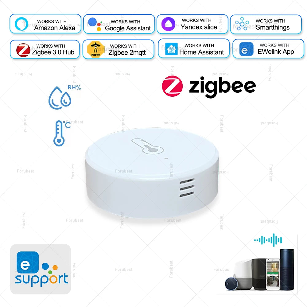 Zigbee Temperature and Humidity Sensor Smart Home Hygrometer Thermometer Works with Alexa Google Yandex Alice Ewelink Gateway