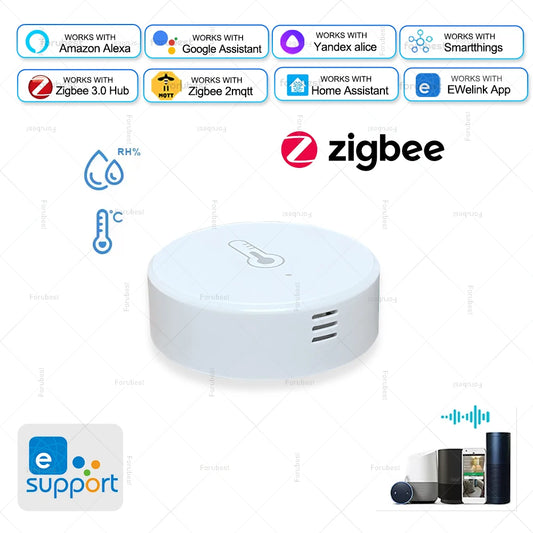 Zigbee Temperature and Humidity Sensor Smart Home Hygrometer Thermometer Works with Alexa Google Yandex Alice Ewelink Gateway