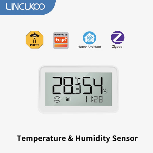 Smart Temperature Humidity Sensor Tuya Zigbee3.0 Zigbee 2 MQTT Suppor Display the Temperature Home Assistant