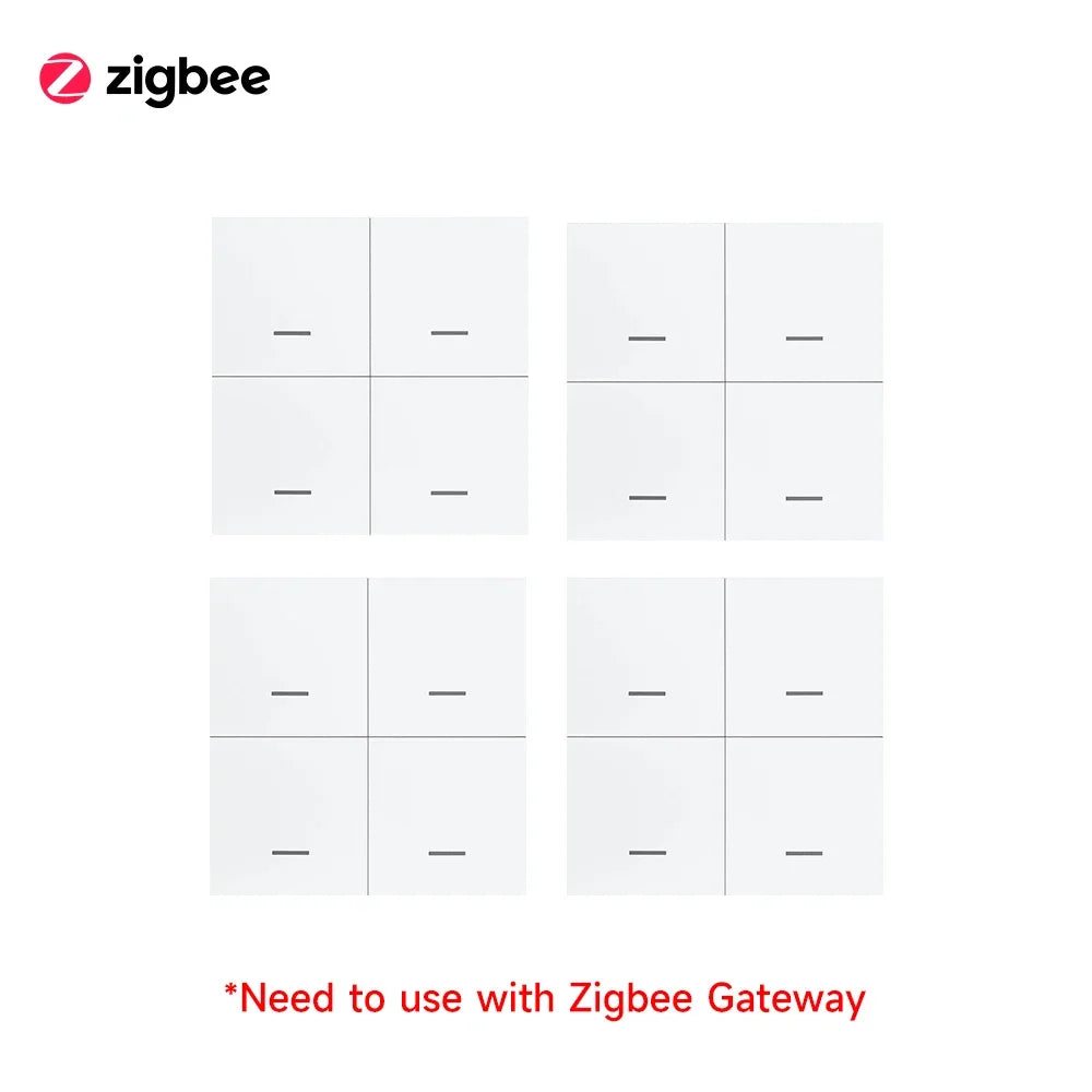 Tuya Zigbee Smart Scene Switch Button 4 Gang Switch Wireless Push Button Controller Smart Home Automation Scenario Switch