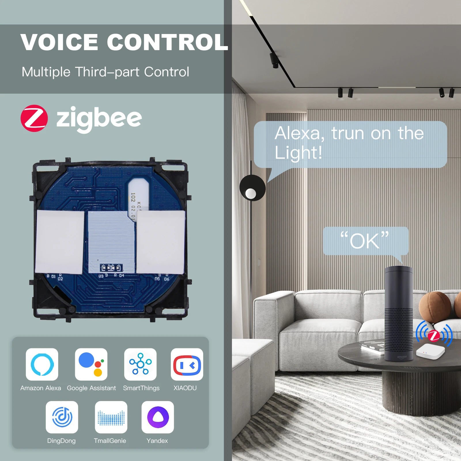 Zigbee Alexa Switch Accessorie Parts Smart Wall Switch Touch Sensor Function Key Neutral Required Support Tuya Google Home