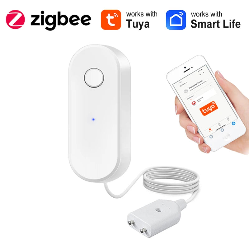 Tuya Zigbee Water Leakage Sensor Wireless Flood Detector Smart Life APP Home Kitchen Overflow Alarm Works with Hub Required