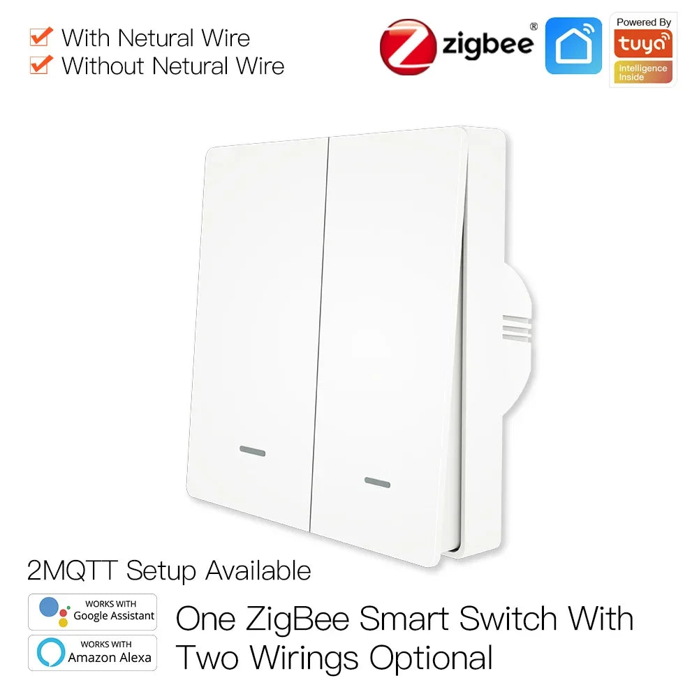 Tuya Zigbee Light Switch with Transmitter Kit No Neutral Wire No Capacitor Required Works with Alexa Google Home Smart Life
