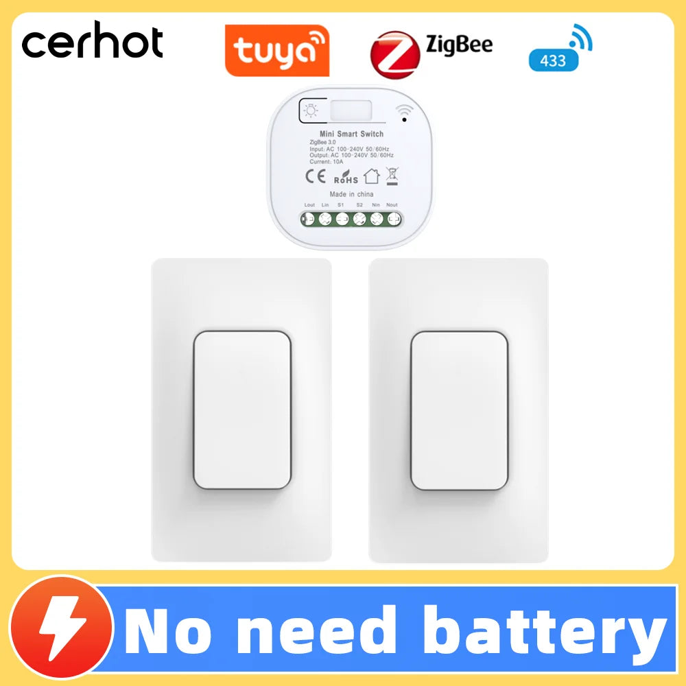 Transform Your Home with the Tuya Zigbee Self-Powered DIY Smart Switch - No Batteries, Waterproof, and Wireless Control!