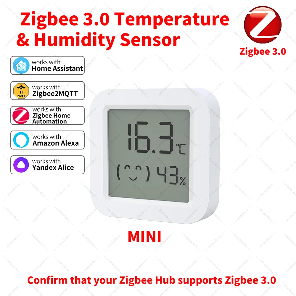 Zigbee 3.0 Temperature Humidity Sensor Zigbee 3.0 Hub Required Workwith Home Assistant ZHA Yandex Alexa Zigbee2Mqtt HA