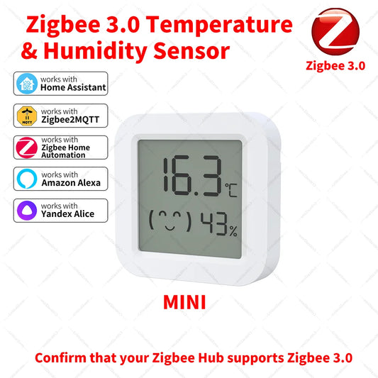 Zigbee 3.0 Temperature Humidity Sensor Zigbee 3.0 Hub Required Workwith Home Assistant ZHA Yandex Alexa Zigbee2Mqtt HA