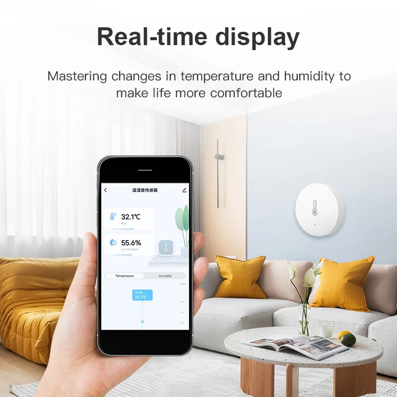 Zigbee Smart Temperature and Humidity Sensor Battery Powered Security Mini Thermometer Hygrometer with Tuya Smart Life App