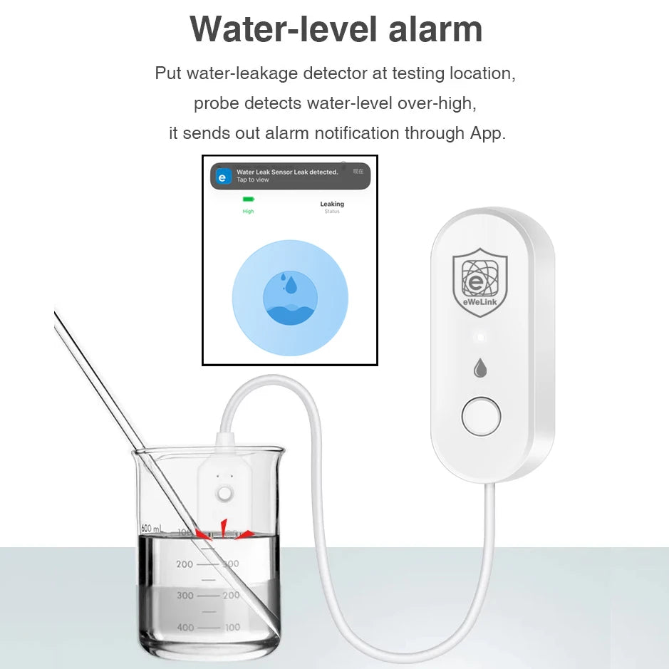 Ewelink Zigbee Water Leak Sensor Bathroom Overflow Leakage Detector Smart Home Alarm App Control Support Alexa Work with Gateway