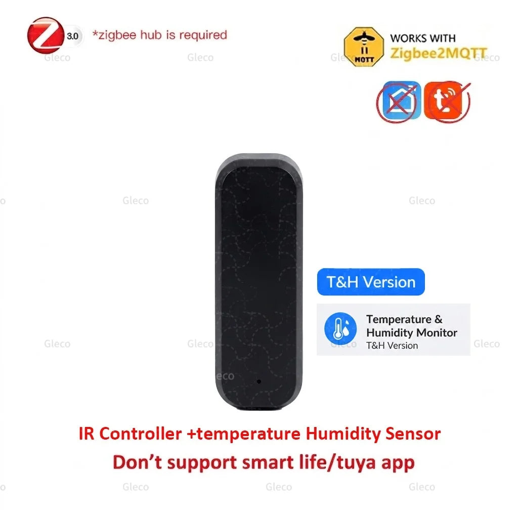 Zigbee IR Remote Control Temperature Humidity Sensor Universal Infrared Controller for TV DVD AUD AC 2MQTT TUYA Smart Life Hub