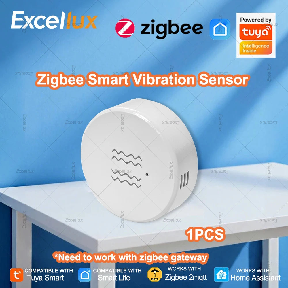 Tuya Zigbee Smart Vibration Sensor Detection Sensor Smart Life App Notification Real-Time Motion Shock Alarm Record Support Z2M