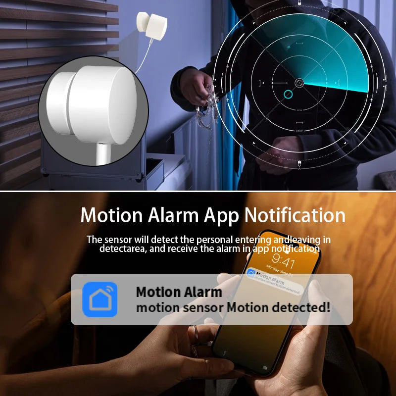 Smart Human Presence Sensor 24G Mmwave Radar 20Ft Motion Sensor / 15Ft Static Detection for Zigbee Alexa Google Assistant Voice