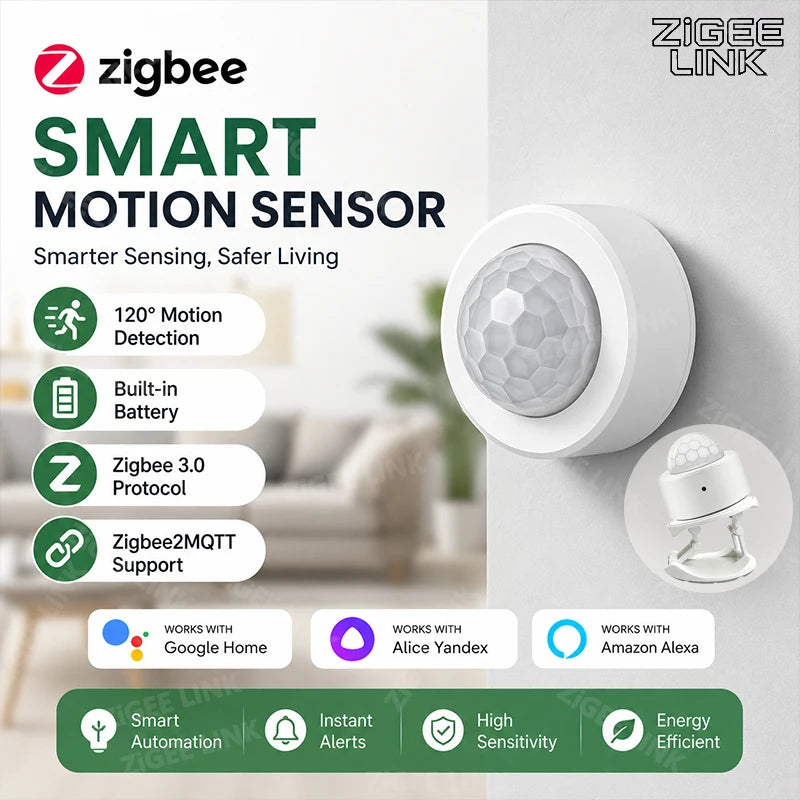 Zigbee 3.0 Smart PIR Motion Sensor Human Infrared Detector Household Security Alarm Wireless Sensor Require Zigbee Gateway Hub