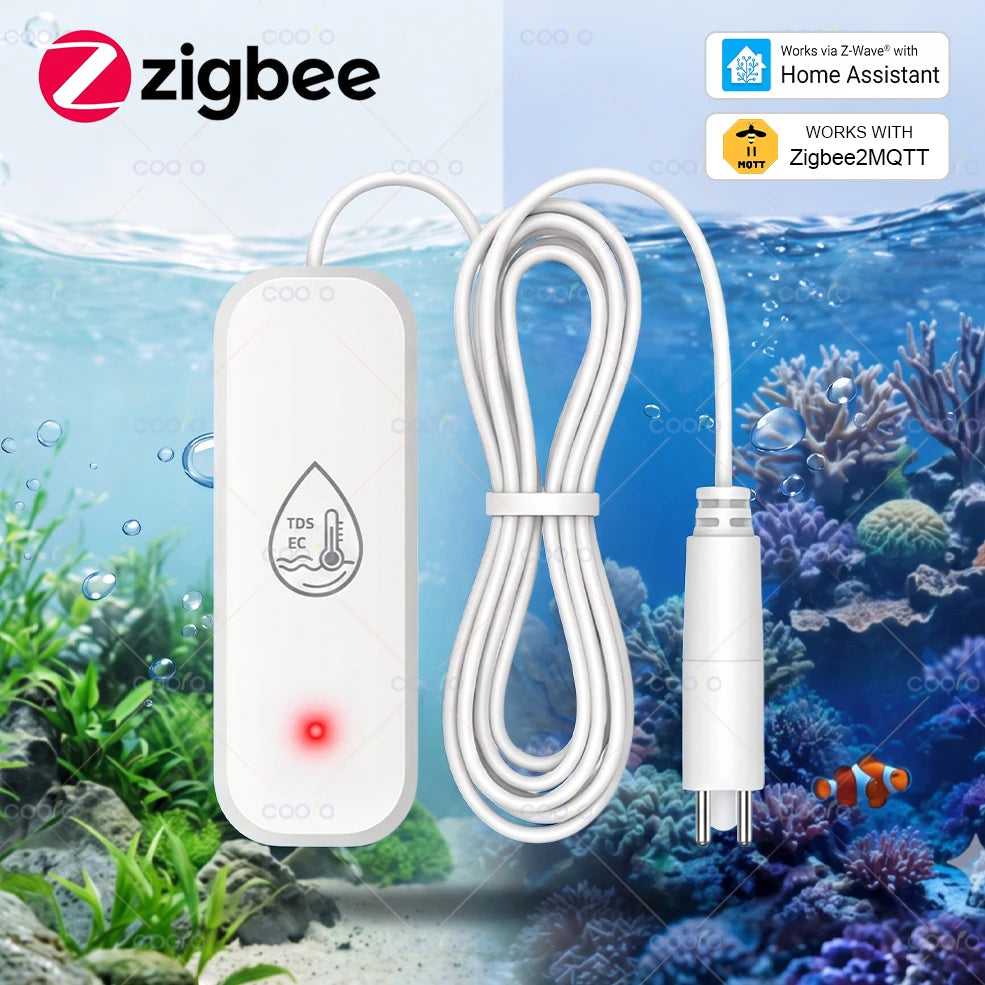 Zigbee Water Quality Tester 7 in 1 Seawater Freshwater Ec/Tds/Salinity/S.G/Ntc/Temp/Humidity Meter for Reef Aquarium Fish Tank