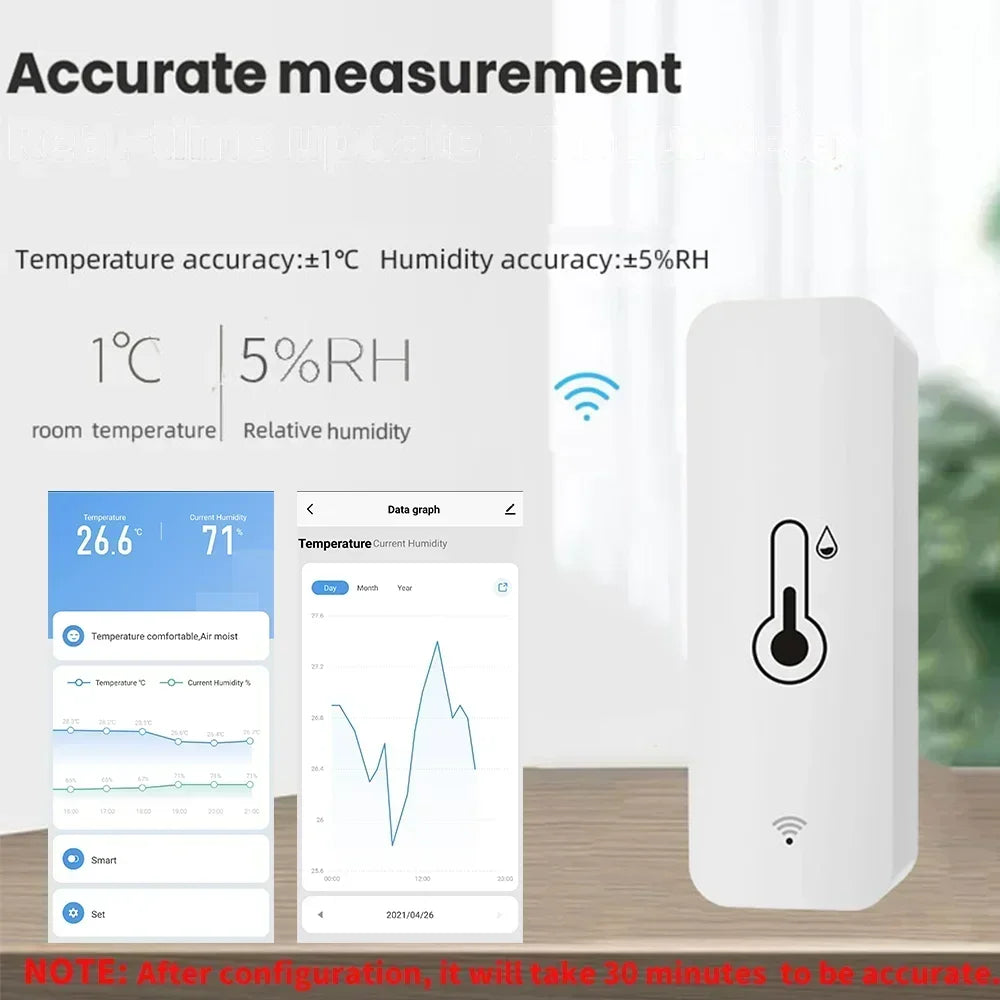 Tuya Zigbee Temperature and Humidity Sensor APP Remote Monitor for Smart Home Var Smartlife Works with Alexa Google Assistant