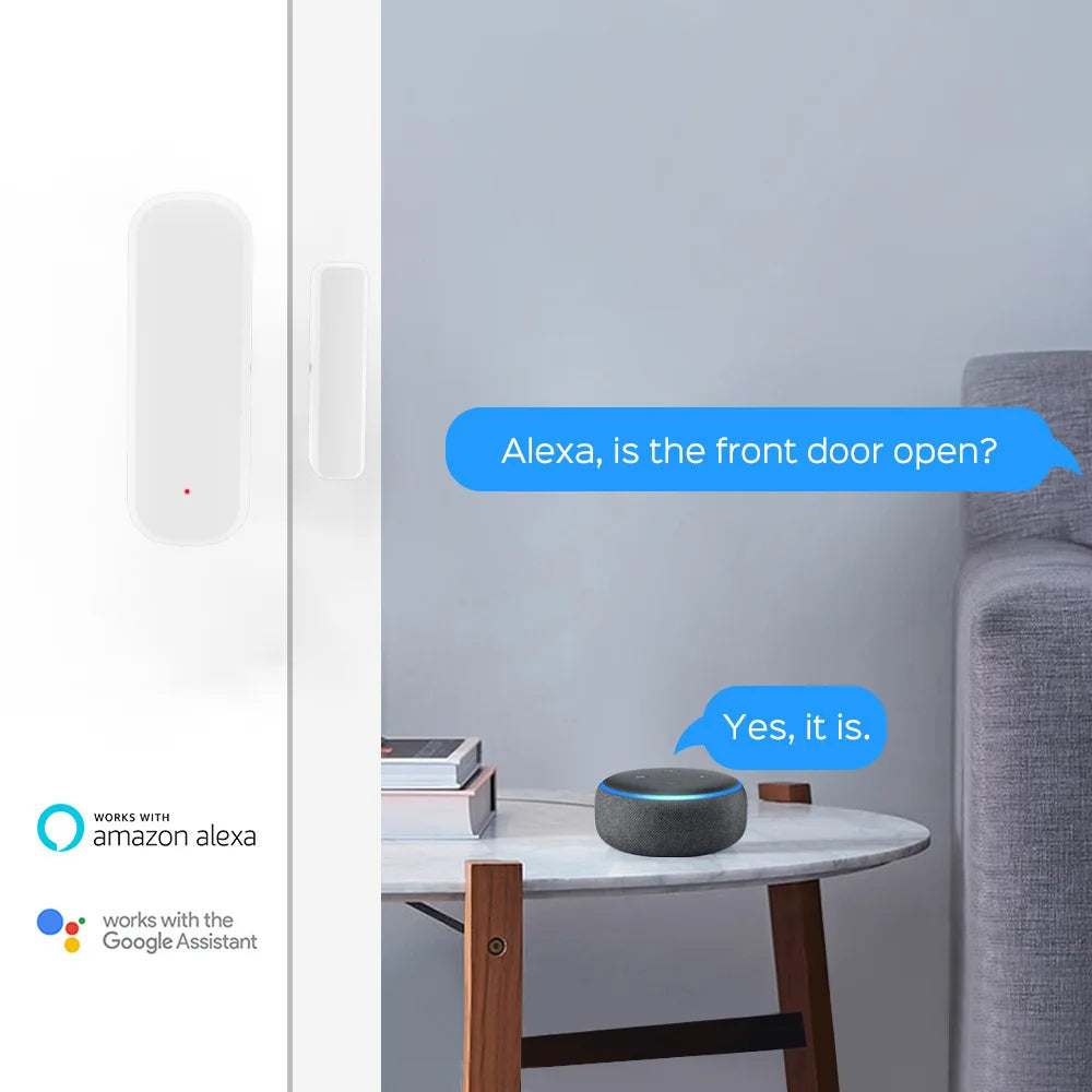 Tuya Zigbee 3.0 Smart Door Sensor Security Protection Open/Closed Door Detector with Smart Life APP Control Alexa & Google Home