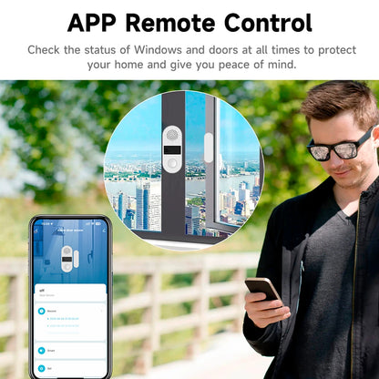 Enhance Your Home Security with the Tuya Wifi Door Sensor - 130Db Sound & Light Alarm, Smart Home Compatible