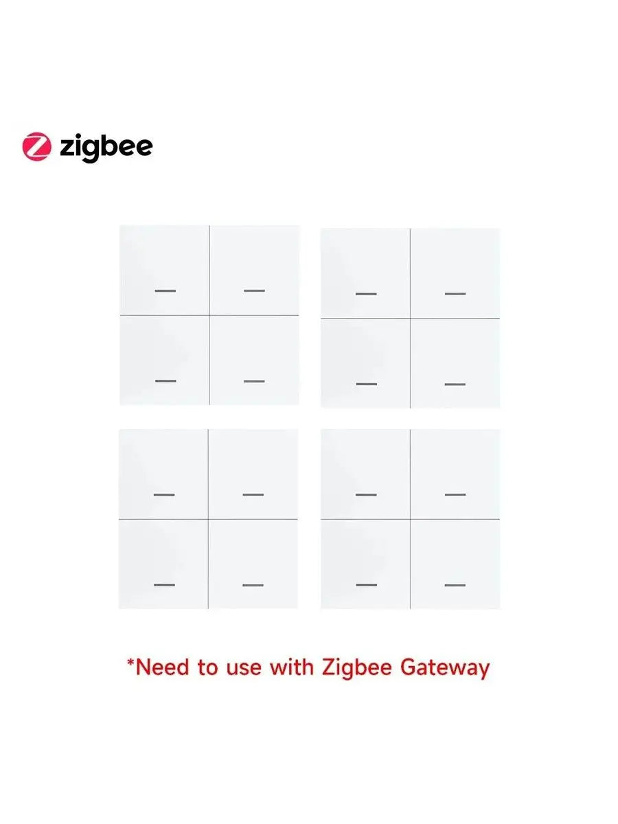 Tuya Zigbee Scene Switch 4 Gang DIY Wireless Push Button Controller Battery Powered Smart Home Automation with Smart Lif