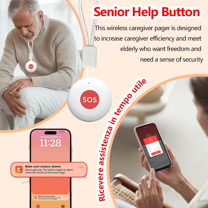 SOS Panic Call Button One Key Emergency Alarm for Zigbee Patient Kids Elderly Quick Rescue App Reminder Tuya Gateway Option
