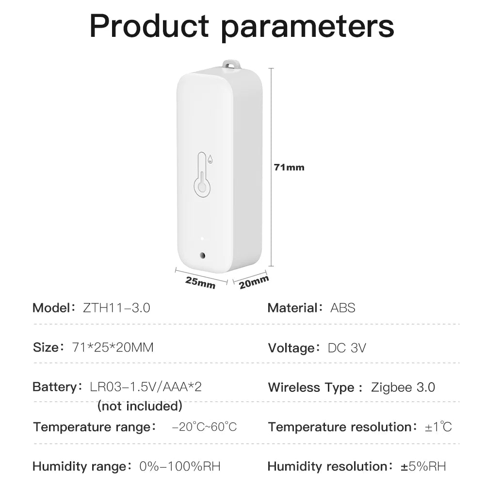 IP65 Zigbee Sensor Temperature Humidity Sensor Zigbee Hub Required Workwith HA Home Assistant Alexa Yandex ZHA Zigbee2Mqtt