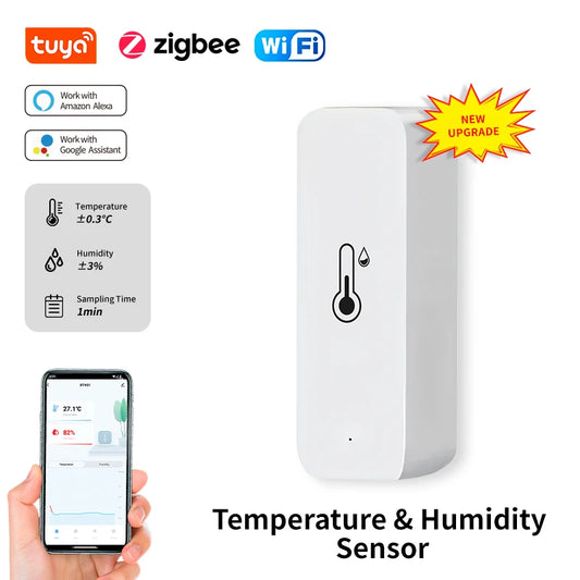 Tuya Wifi/Zigbee Temperature and Humidity Sensor Indoor Thermometer Smart Life Control for Home Work with Alexa Google Assistant
