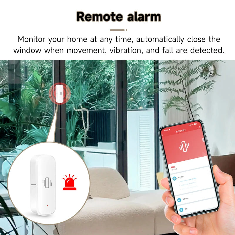 Tuya Zigbee Smart Vibration Sensor Detection Smart Life APP Notification Real-Time Monitor Shock Alarm History Record