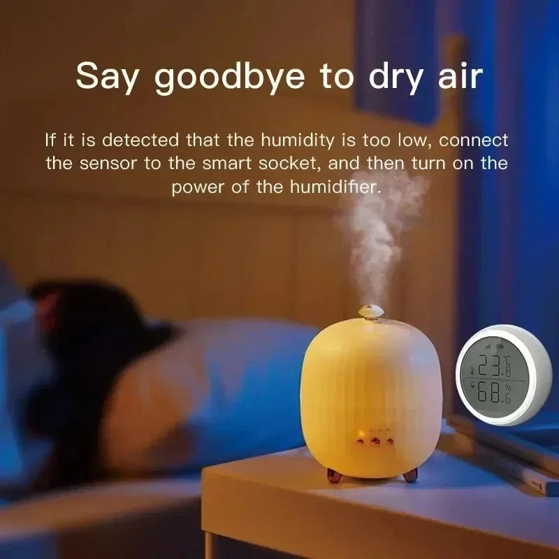 Zexef Tuya Smart Zigbee Indoor Thermometer Humidity Sensor LCD Display Application Voice Control Alexa Google Home