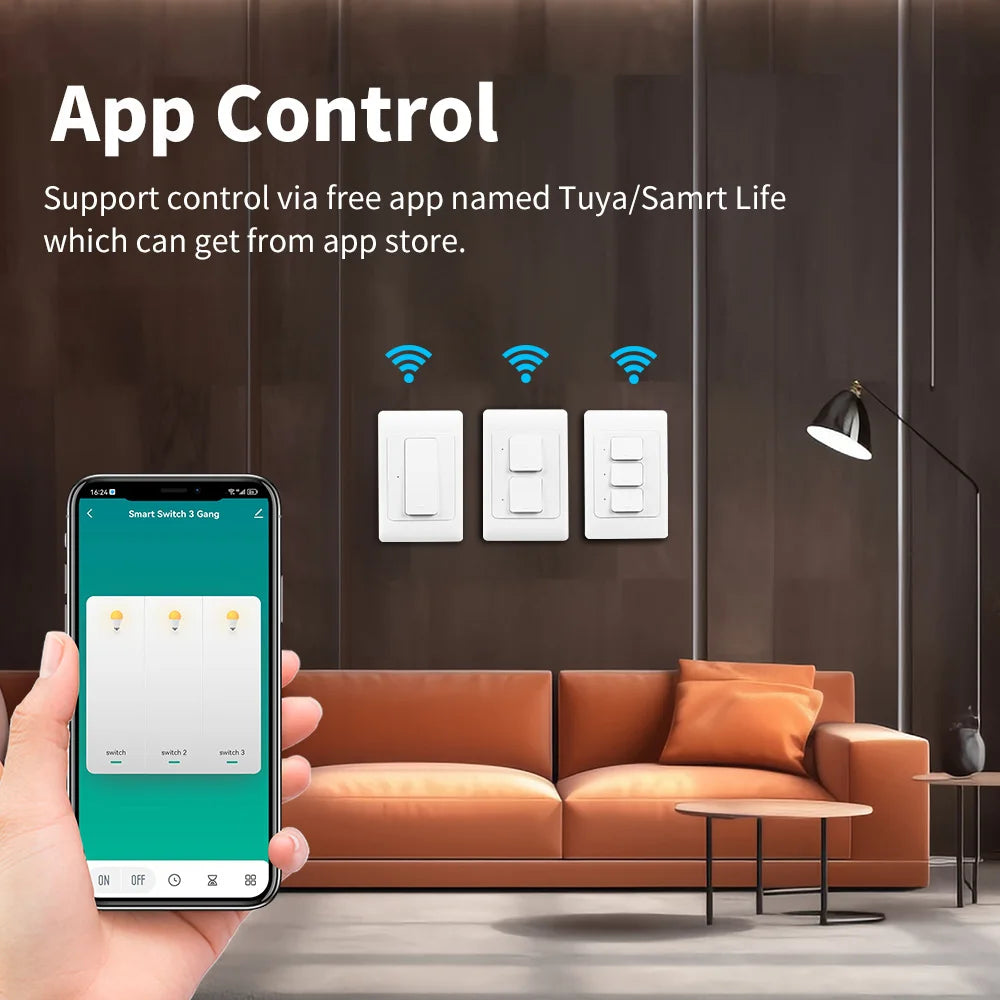 Tuya Zigbee Smart Light Wall Light Switch US/AU NO Neutral Wire Push Button Physical Remote Control Switches Alexa Google Home