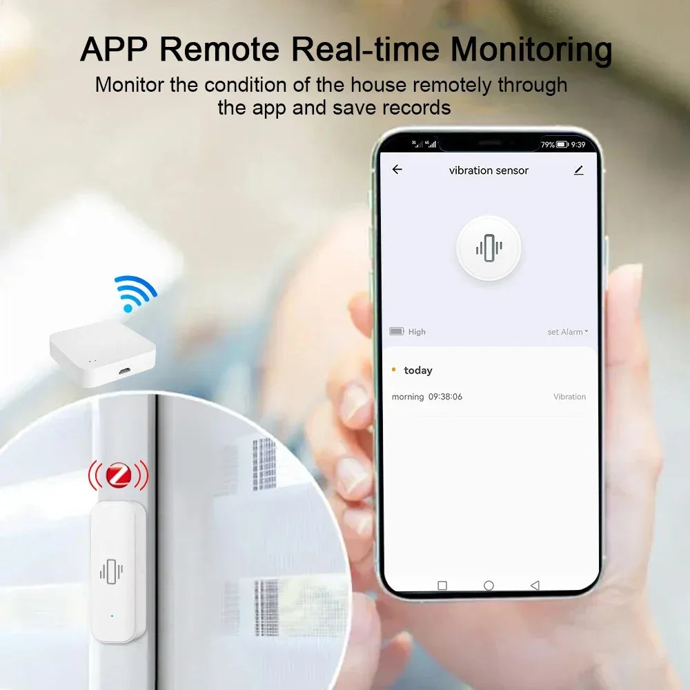 Tuya Wifi/Zigbee Smart Vibration Sensor Home Security Protection Smartlife App Real-Time Remote Monitor Alarm Notification