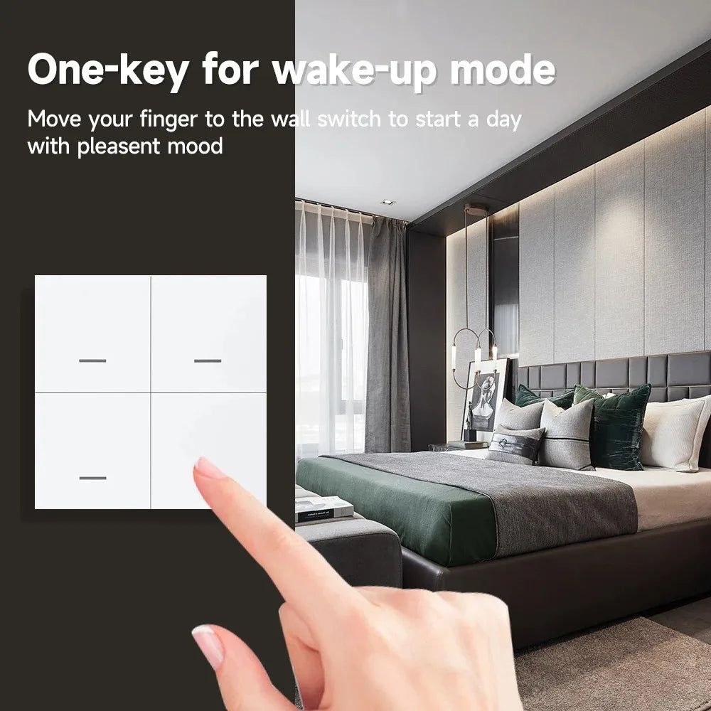 Tuya Zigbee 3.0 4 Gang Wireless Scene Switch Single/Double/Long Press 12 Scenes Push Button Smart Life Alexa Google Home Auto