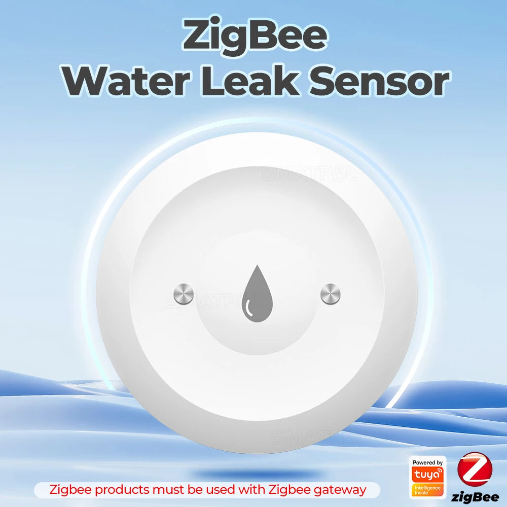 Zigbee 3.0 Water Leak Sensor IP66 Waterproof Outdoor Rain Tuya Water Flood Sensor Detection Smart Life Alarm Notification Remind