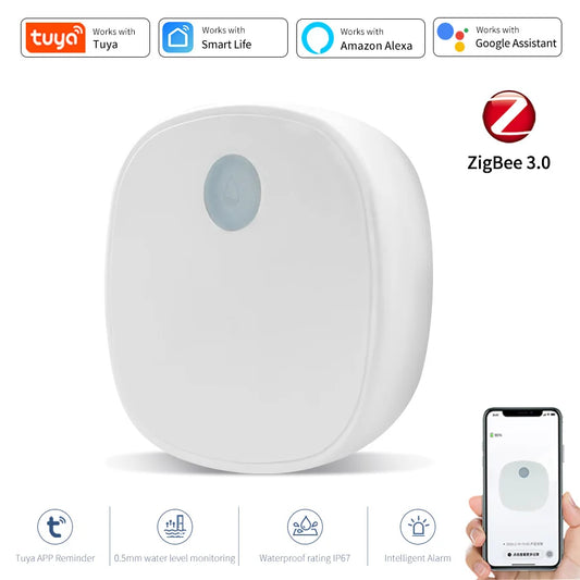 Tuya Zigbee Water Sensor Leak Flood Detector Alarm Smart Life Work with Tuya Gateway Alexa Google Assistant for Kitchen Bathroom
