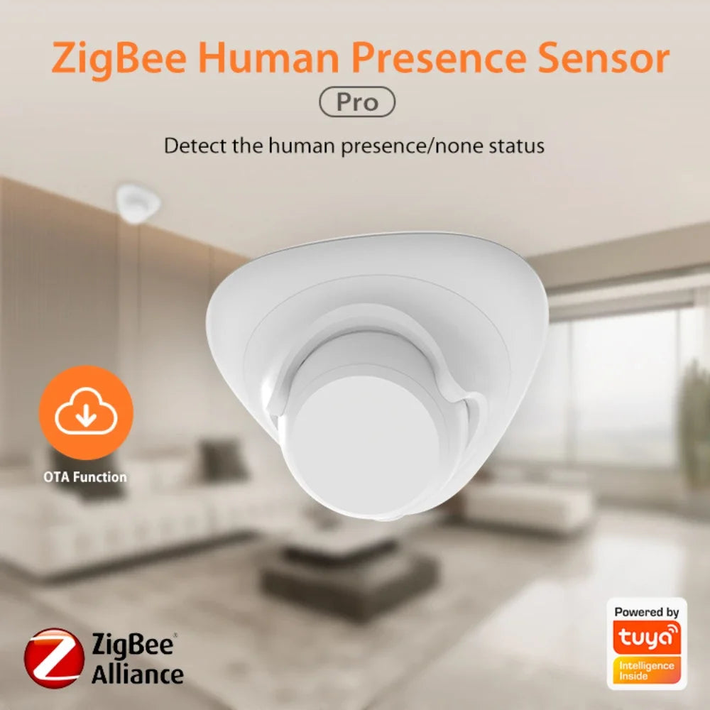 Tuya Zigbee Mmmwave Human Body PIR Sensor 24G Millimeter Wave Human Presence Detector Tuya APP Remote Control Real-Time Alarm