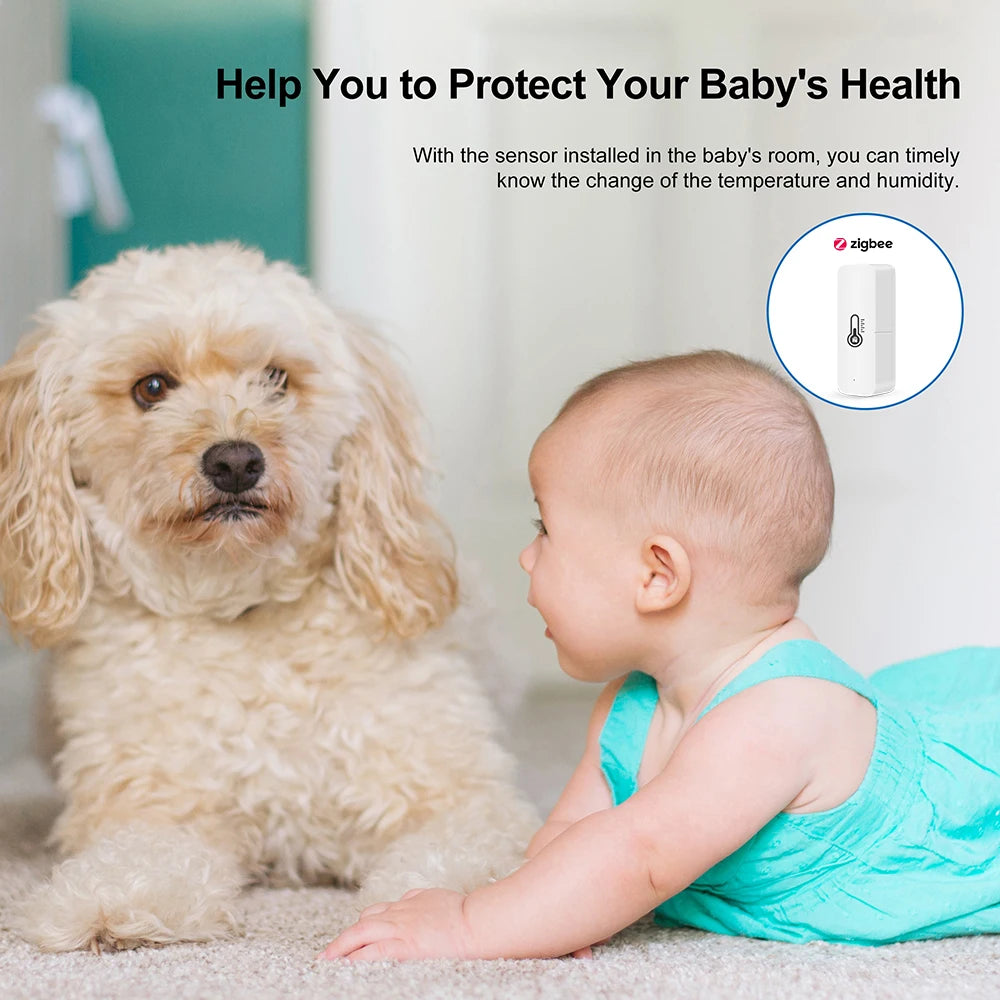 Tuya Zigbee/ Wifi Smart Temperature Humidity Sensor Indoor Hygrometer APP Remote Real-Time Monitoring Works with Alexa Google