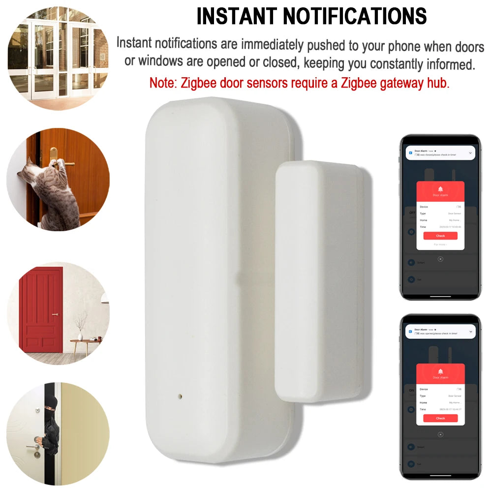 Zigbee 3.0 Smart Door Sensor Door Window Open Closed Detector Smart Home Security Alarm System Tuya Smart Life APP Control