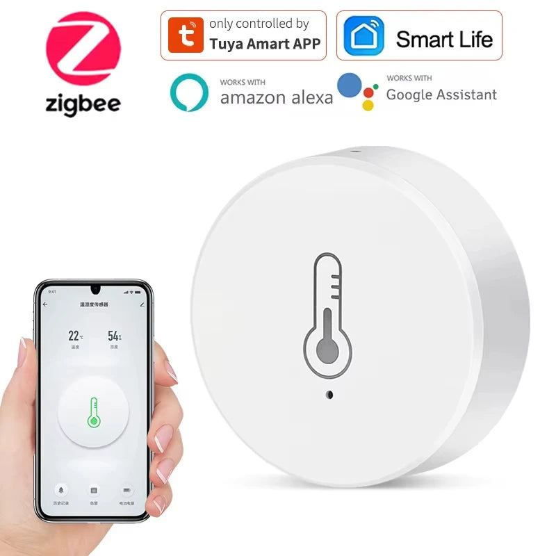 Tuya Zigbee Temperature and Humidity Sensor Work with Alexa Google Home Smart Life App Control
