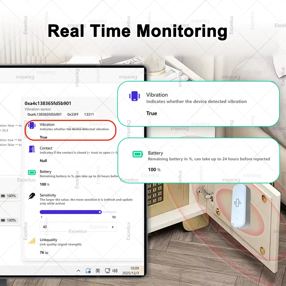 Smart Zigbee Vibration Sensor Remote Monitor Home Security Protection Motion Shock Alarm Only Support Zigbee2Mqtt Home Assistant