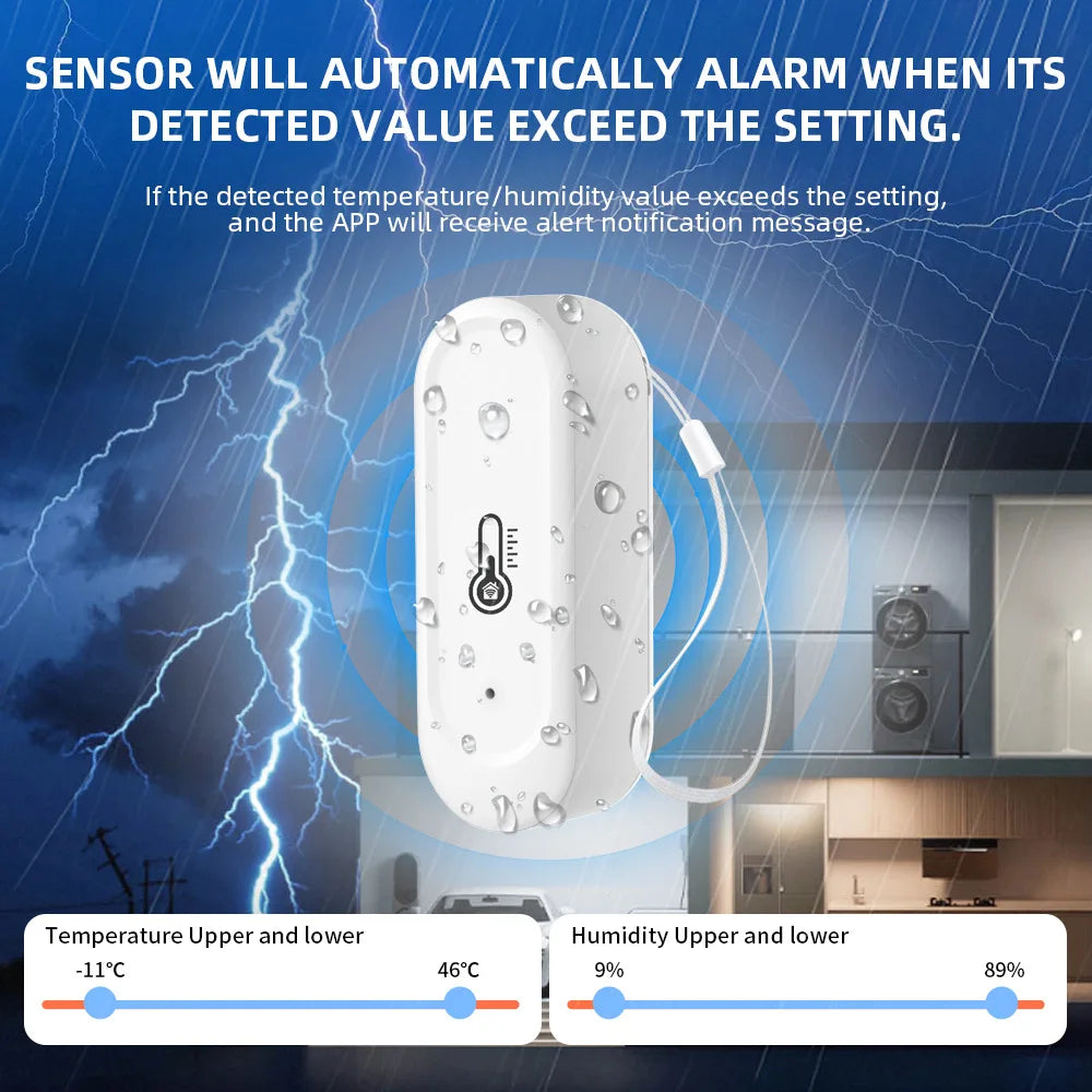 Real-Time Outdoor Temperature Humidity Monitor - IP65 Waterproof, Wifi/Zigbee Enabled for Smart Environments