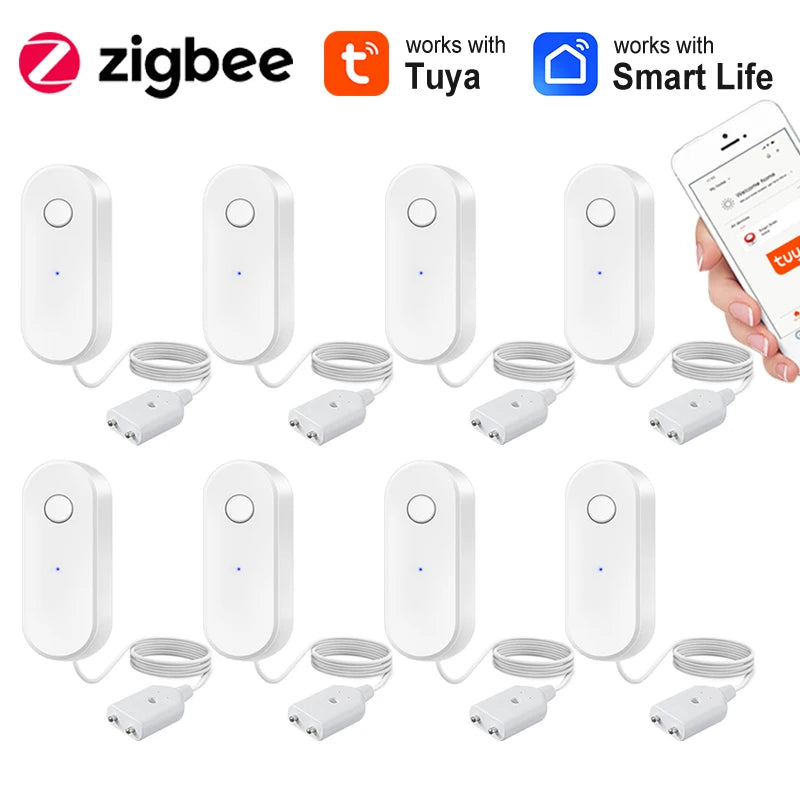 Tuya Zigbee Water Leakage Sensor Wireless Flood Detector Smart Life APP Home Kitchen Overflow Alarm Works with Hub Required