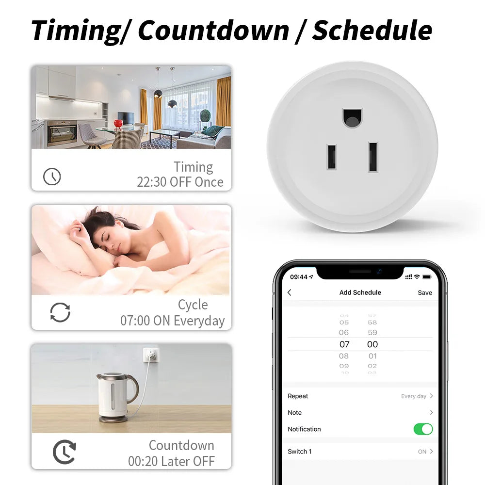 Tuya 16A Smart Plug Zigbee Wifi Socket US Canada Mexico Peru Japan Power Monitoring Timing Function Works with Alexa Google Home