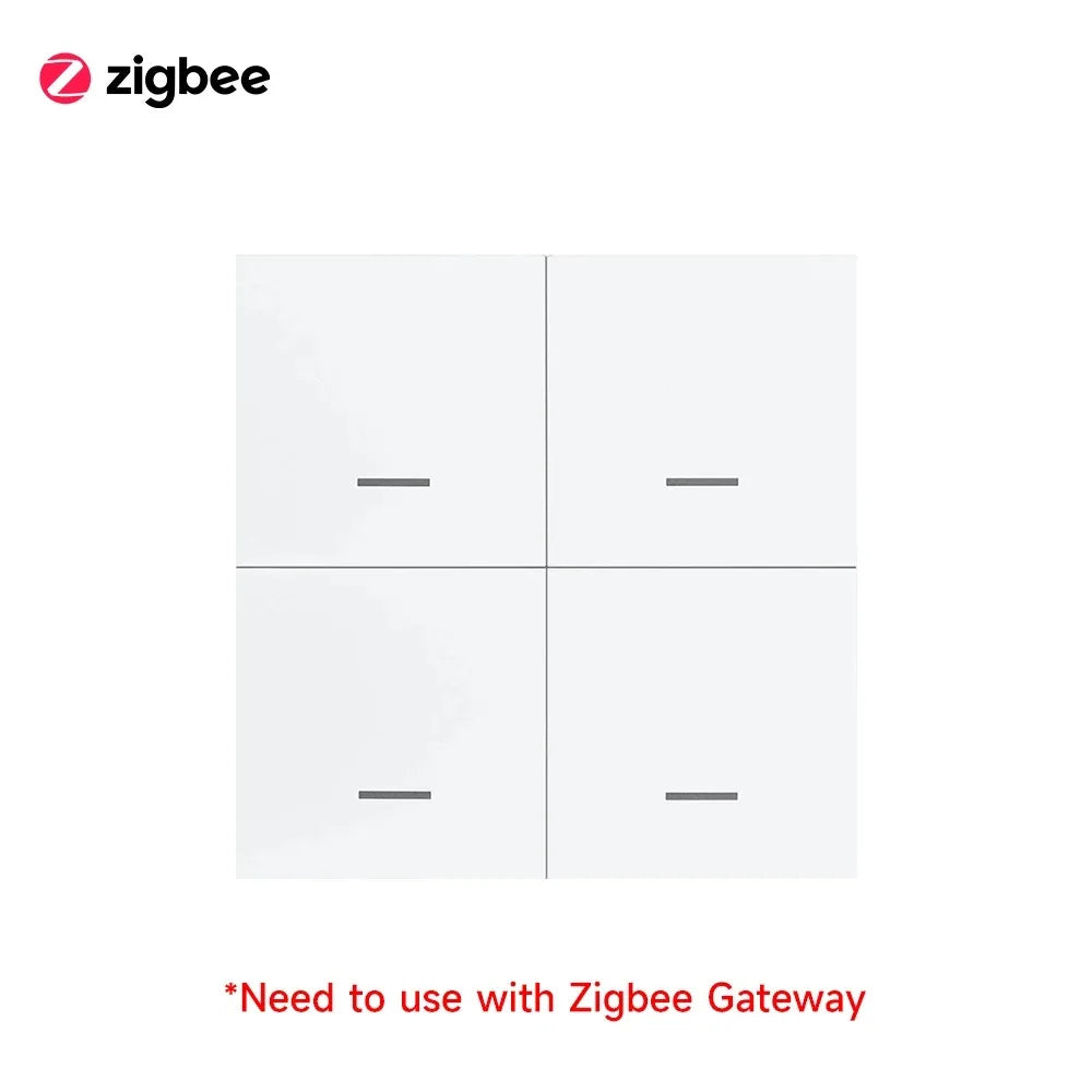 Tuya Zigbee 3.0 4 Gang Wireless Scene Switch Single/Double/Long Press 12 Scenes Push Button Smart Life Alexa Google Home Auto