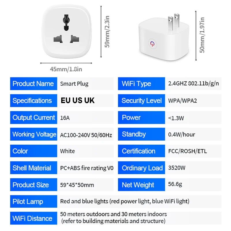 EU US UK Plug Zigbee Smart Plug 16A Energy Monitor Remote Control Timer Alexa Google Home for Electrical Sockets with Control