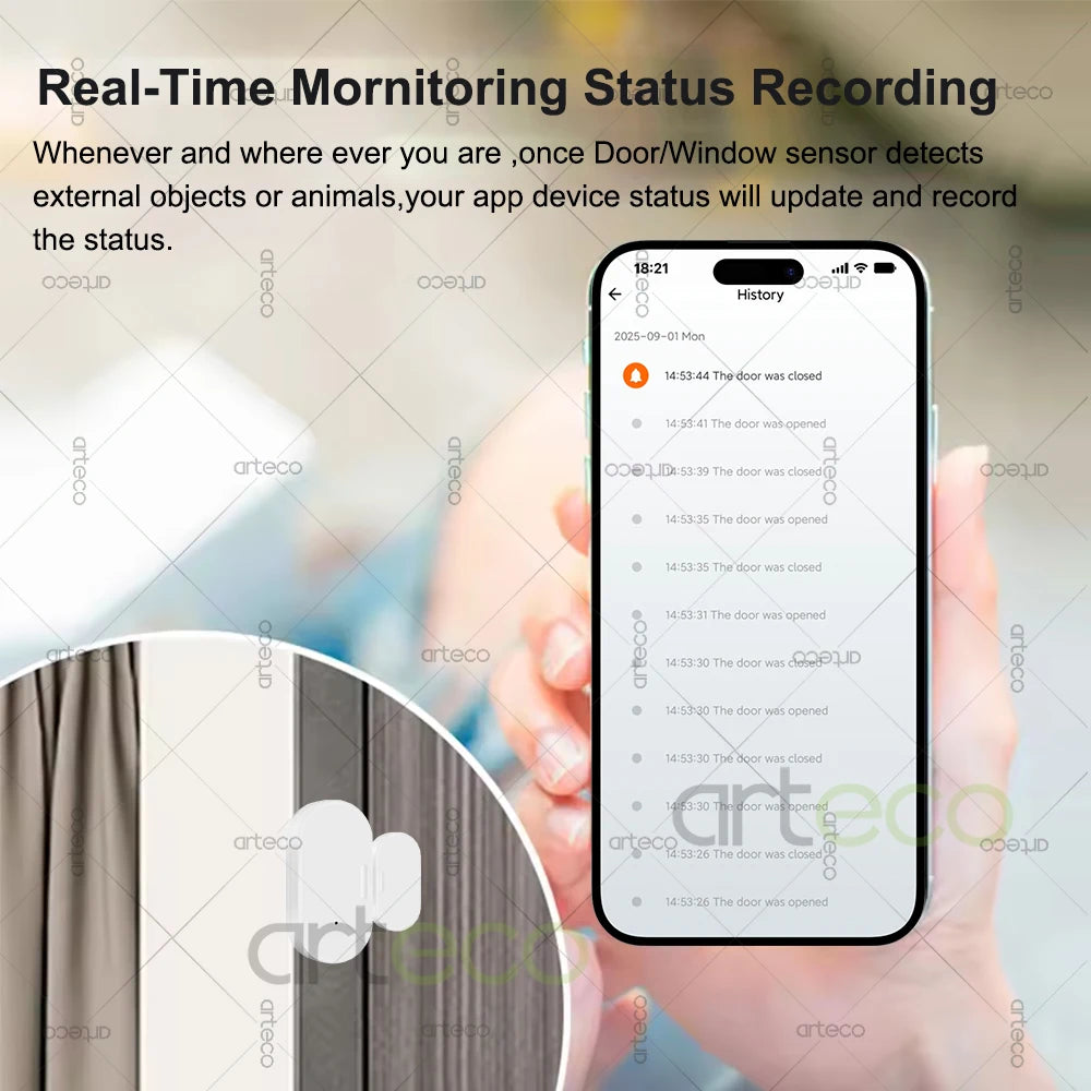 Zigbee Door Window Sensor Open Close Detector Smart Home Security Alarm Burglar Door Sensor Works with Alexa Home Assistant Z2M