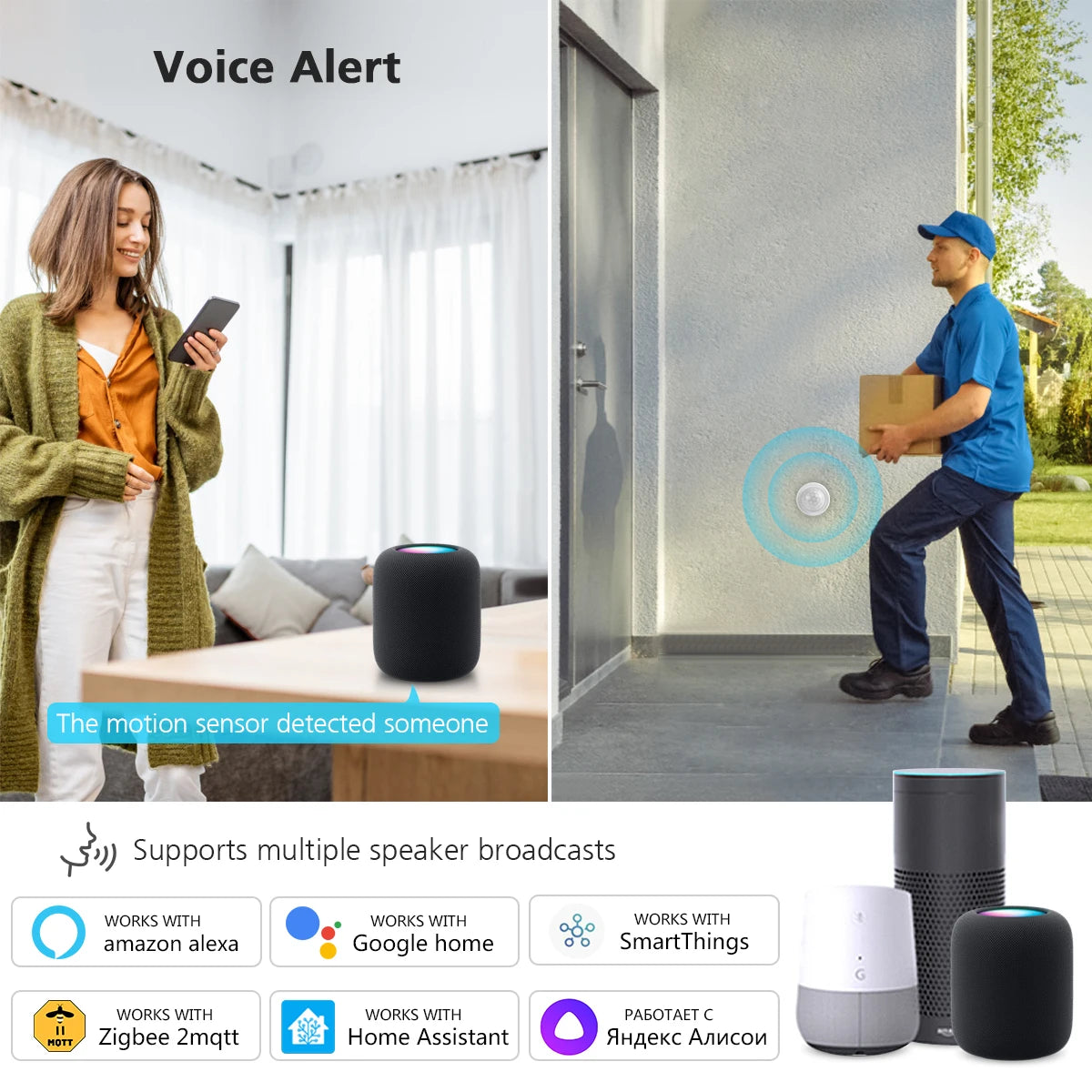 Zigbee Smart PIR Motion Sensor Tuya Wifi Human Body Induction Detector Work with Google Home Alexa Need Zigbee Gateway