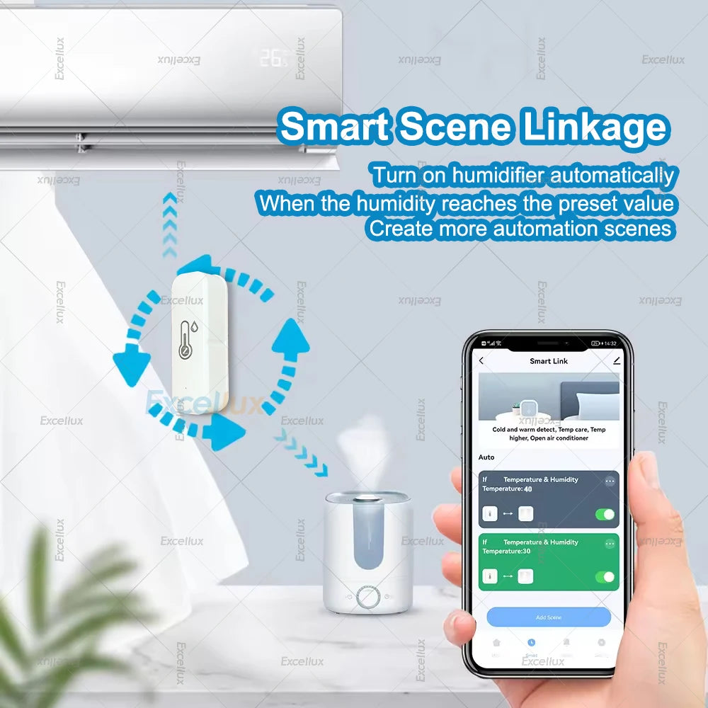 Zigbee Smart Temperature and Humidity Sensor Real-Time App Remote Monitor Home Automation Control System Works with Zigbee2Mqtt