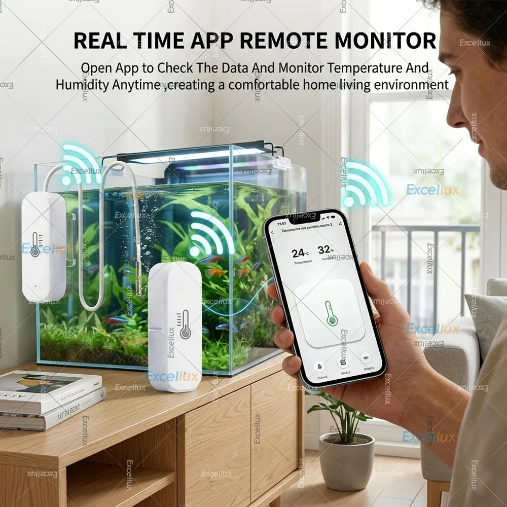 Zigbee 3.0 Temperature Humidity Sensor with External Temp Probe Option,For Fish Tank Freezer Thermometer,For Tuya/Smart Life/Z2M