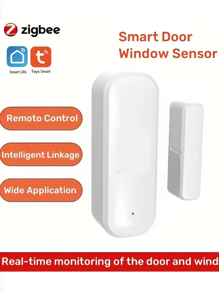 Tuya Smart Zigbee Door Window Sensor Real Time Wireless Magnetic Alarms APP Remote Monitor Smart Home Security Window Detector