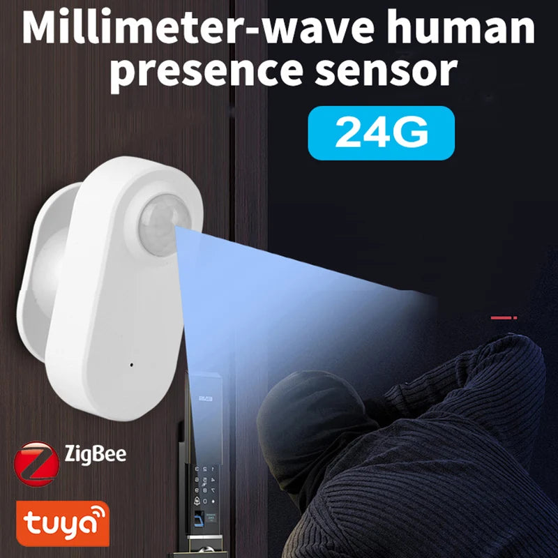 Smart Life Zigbee 24G Mmwave Radar Motion Sensor Human Presence Detector Battery Powered Breathing Monitor for Home Automation