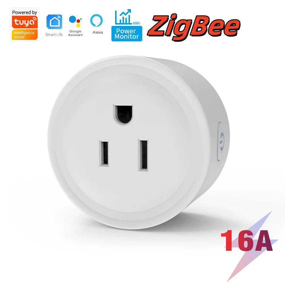 Tuya 16A Smart Plug Zigbee Wifi Socket US Canada Mexico Peru Japan Power Monitoring Timing Function Works with Alexa Google Home