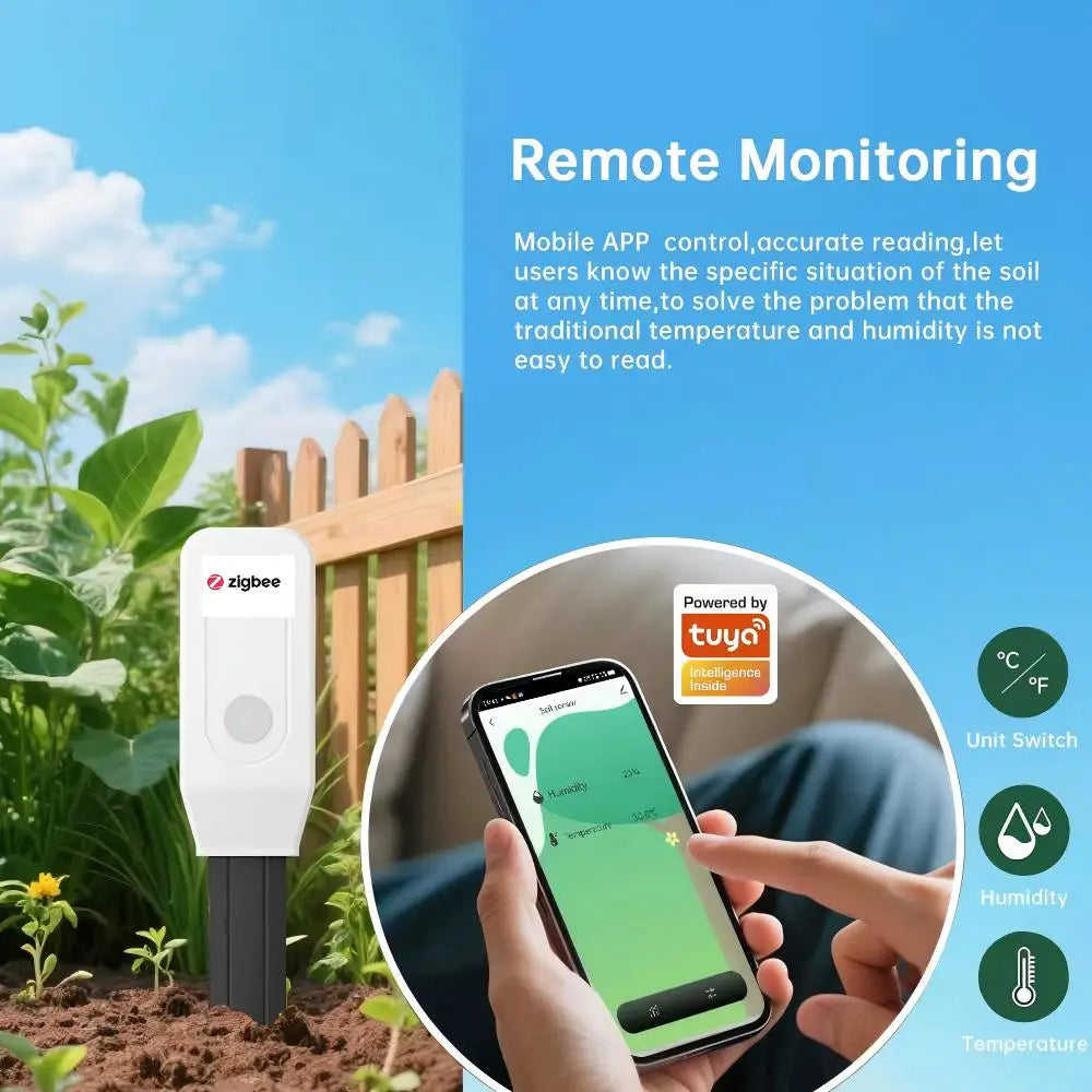 Transform Your Garden with the Tuya Smart Home Zigbee Soil Moisture & Temperature Monitor - The Ultimate Plant Care Assistant with Remote Watering!